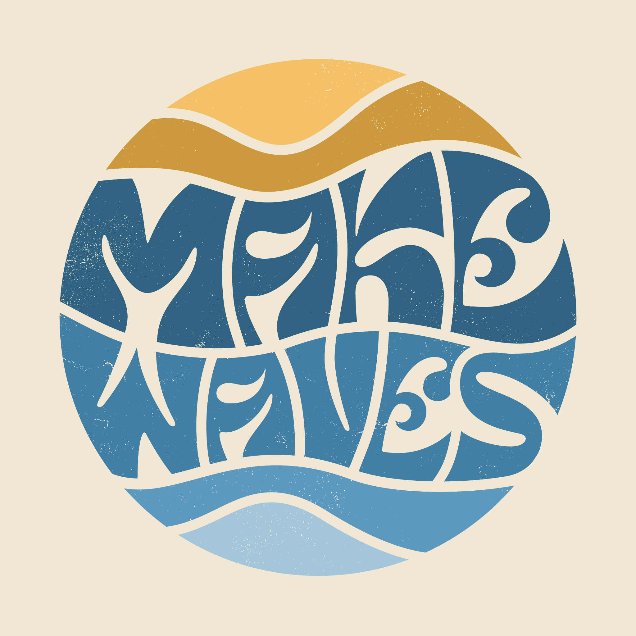 Circular 'make waves' design in yellow and blue