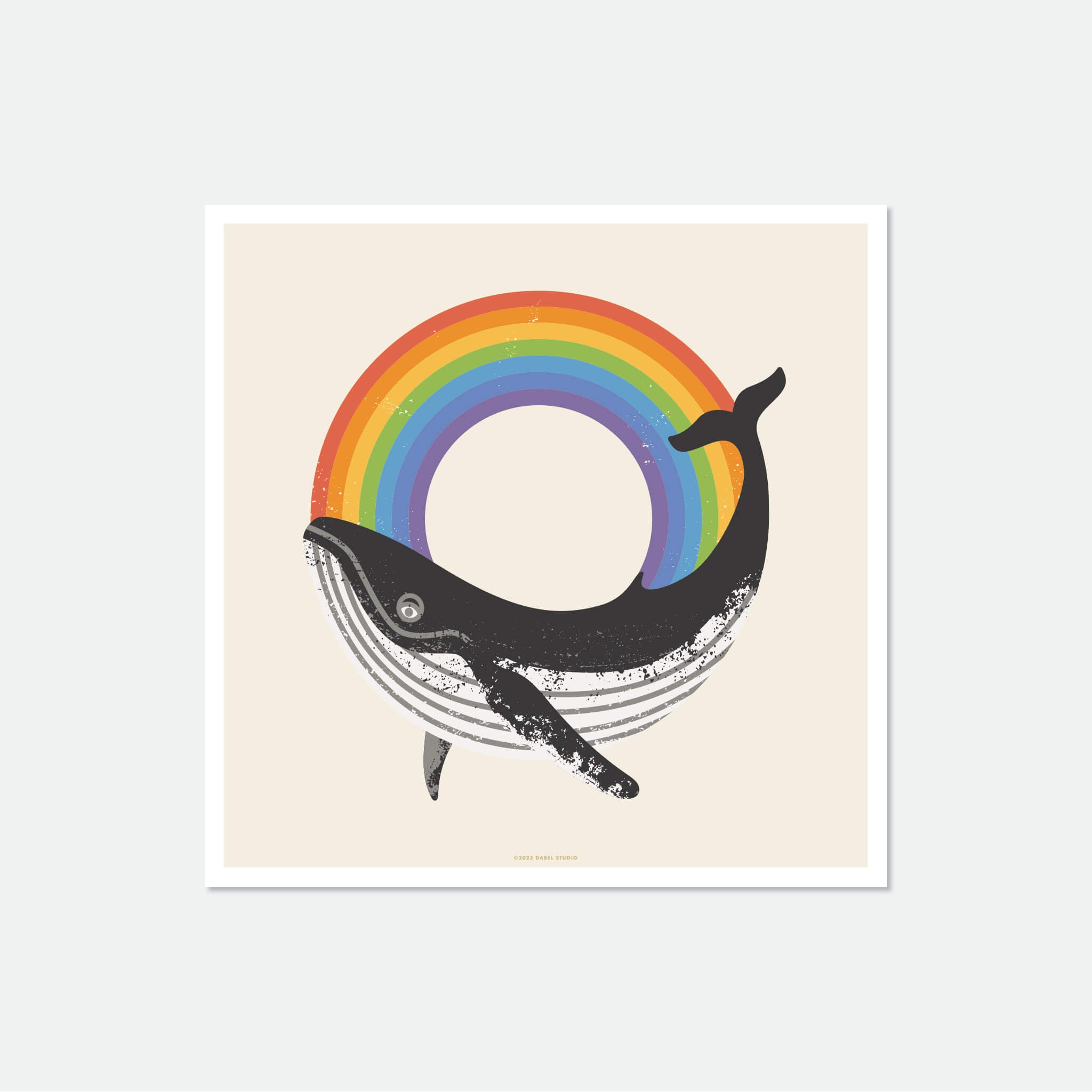 Illustration of whale and rainbow