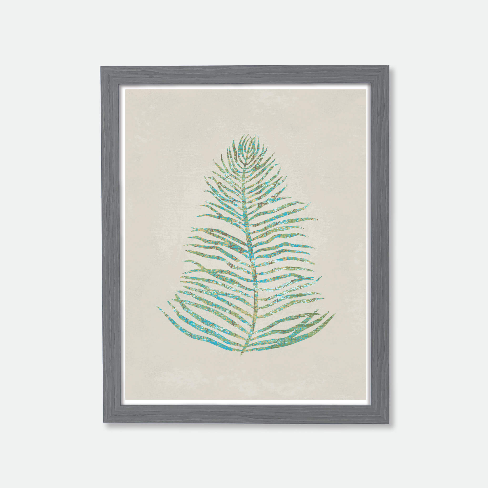 Illustration of red string seaweed in wood frame