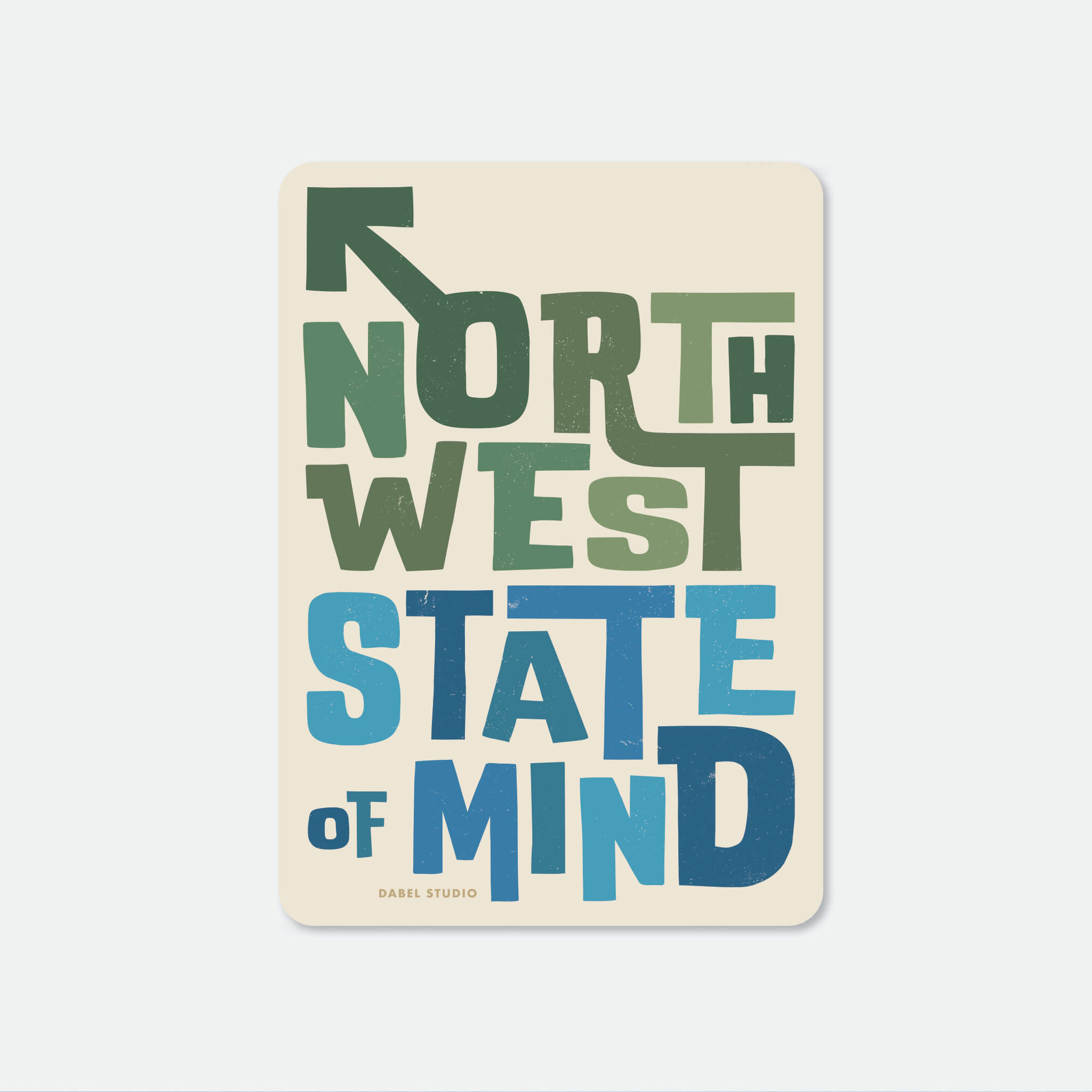 'northwest state of mind' typographic design sticker