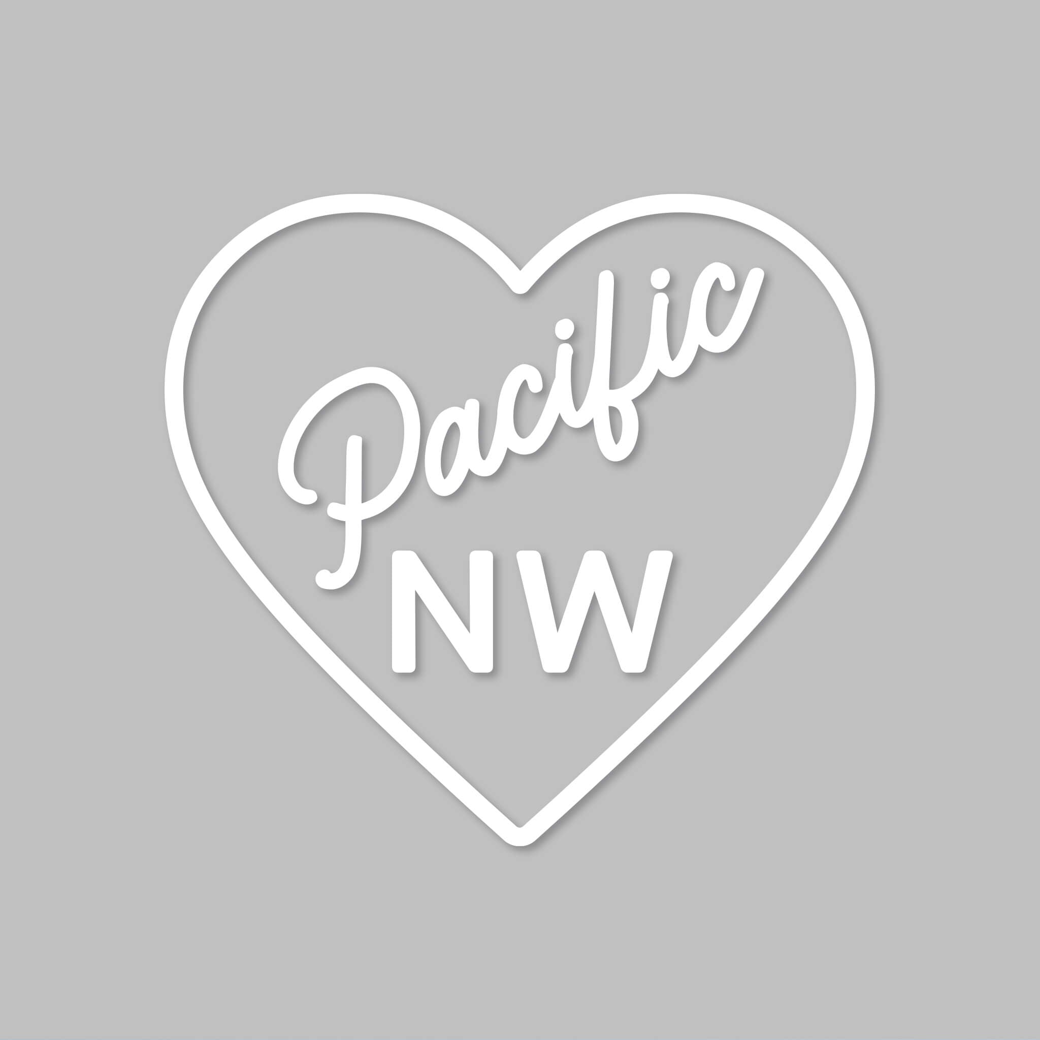 white 'pacific nw" and heart sticker 